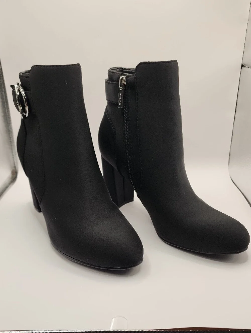 Unisa Black Ankle Boots with Silver Buckle. New, Without Tags.